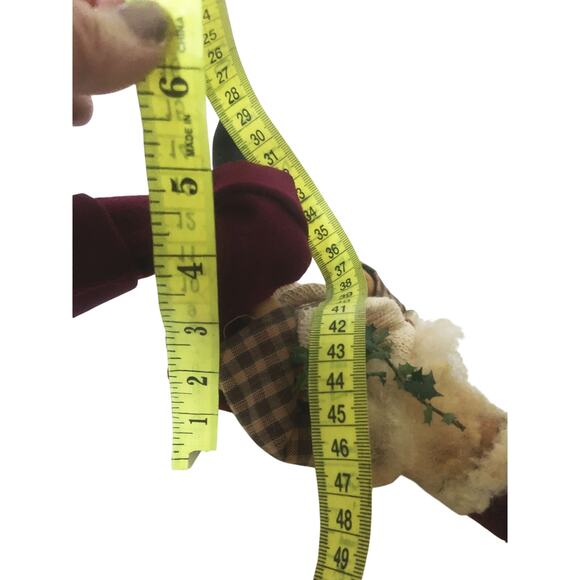 Vintage Folk Art Privative Look Santa Clause w/ Teddy Bear and Bag Shelf Sitter - Picture 7 of 7